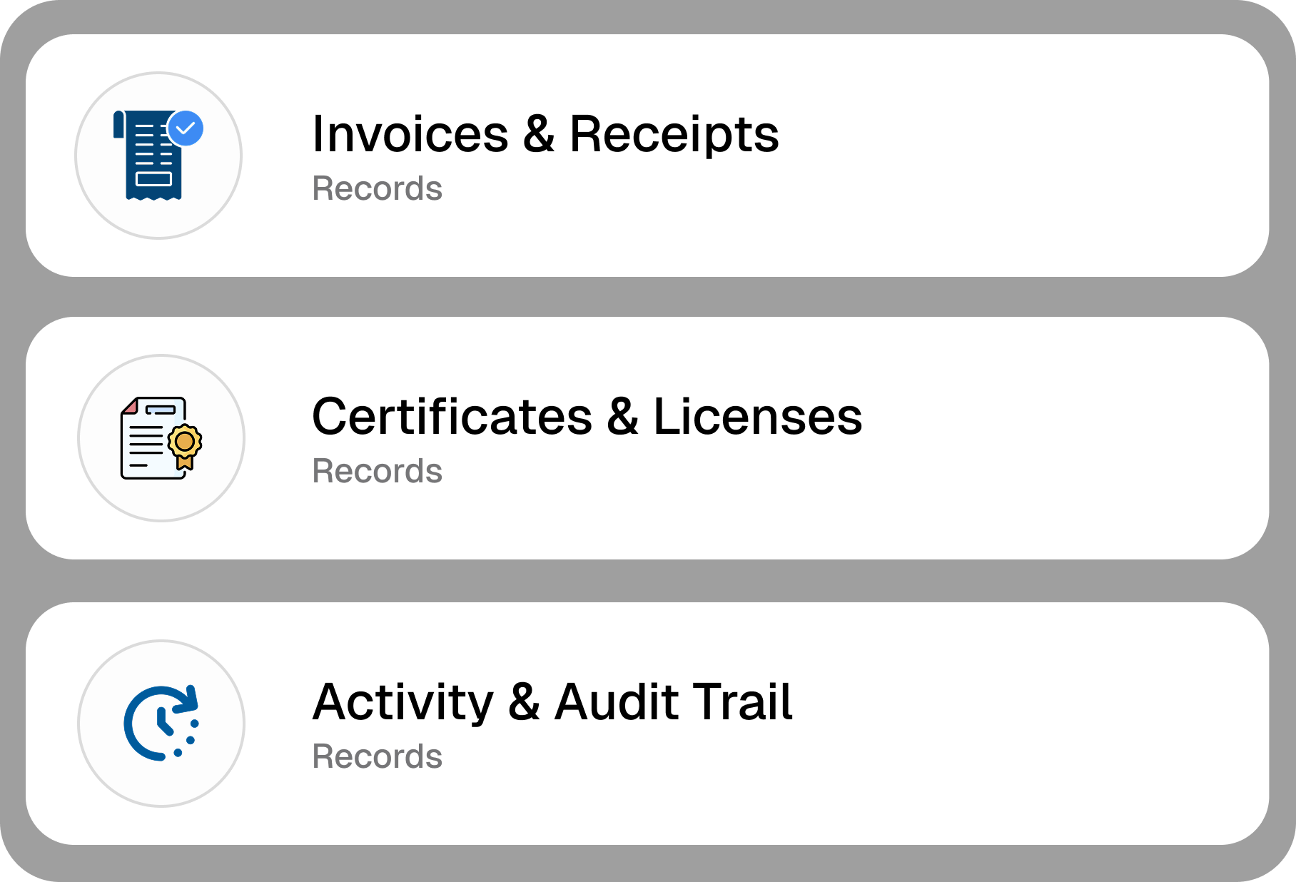 Stored compliance records